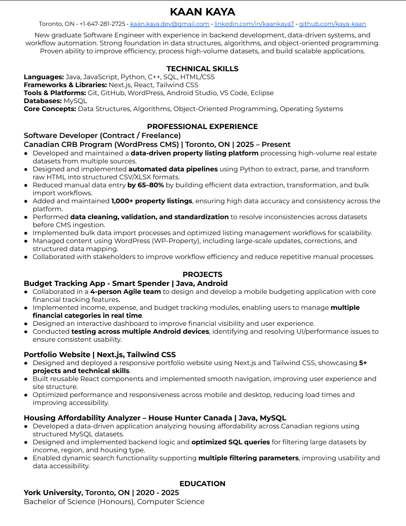 Preview of Kaan Kaya's resume